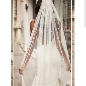 Pearl Cathedral Length 10ft Bridal Veil in Light Ivory